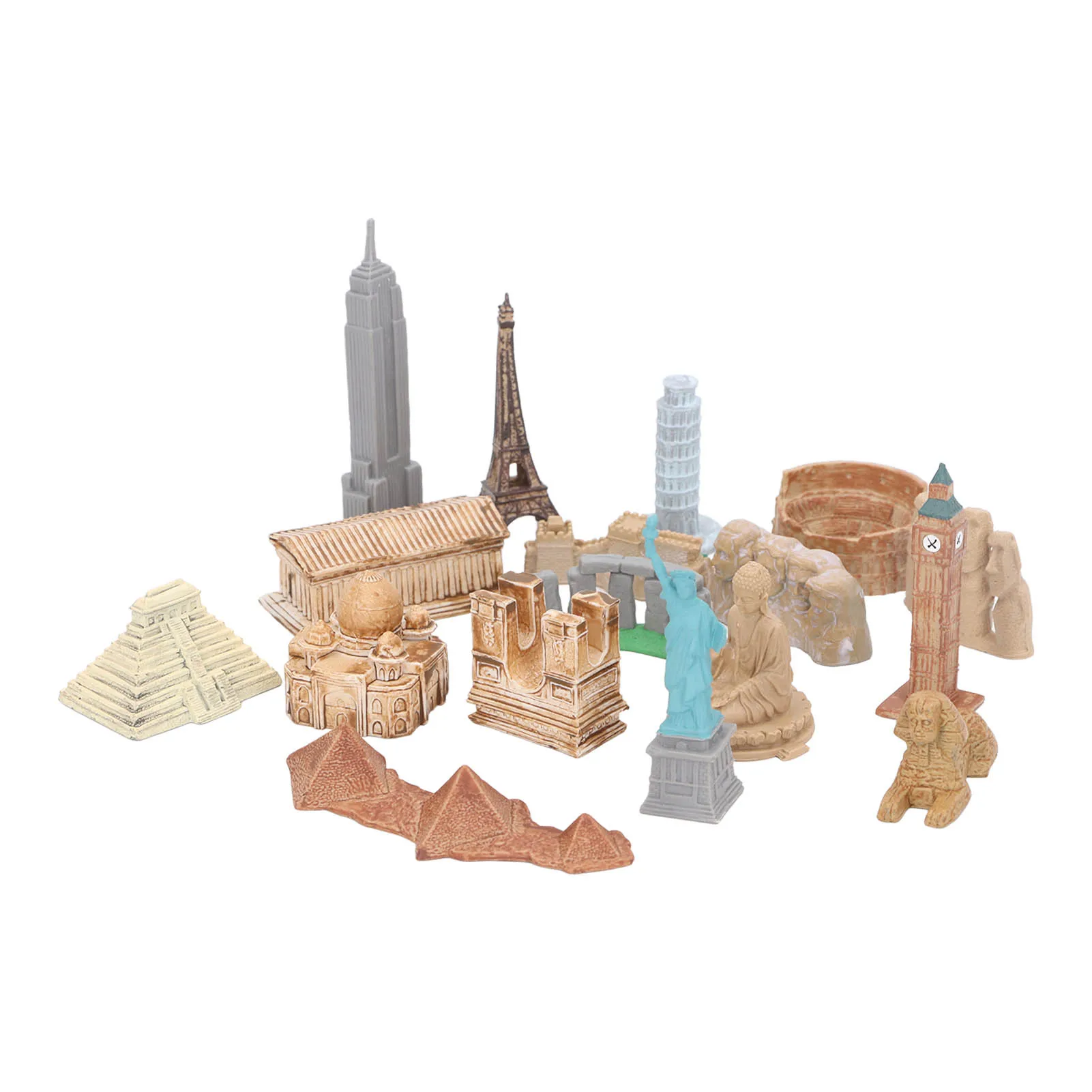 17PCS Miniature Ancient Buildings Toys Around The World City Miniatures Buildings Egyptian Pyramid Model Kit Ancient Egypt Toys