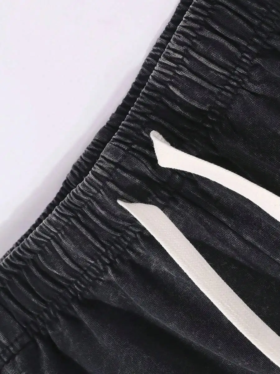 

Mens Heavyweight Washed Cotton Retro Loose Fit Shorts Elastic Waist Casual Streetwear Basketball Shorts Summer Outdoor