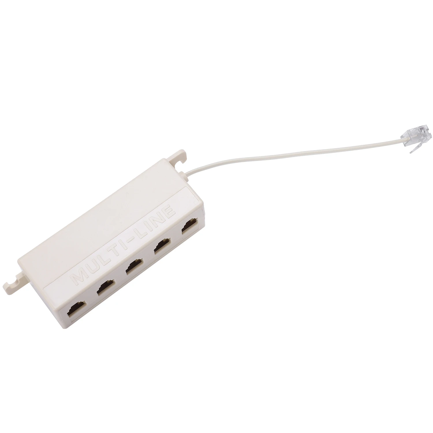 Beige RJ11 6P4C Male Plug to 5 Ports 6P2C Female Socket Phone Line Splitter Adapter