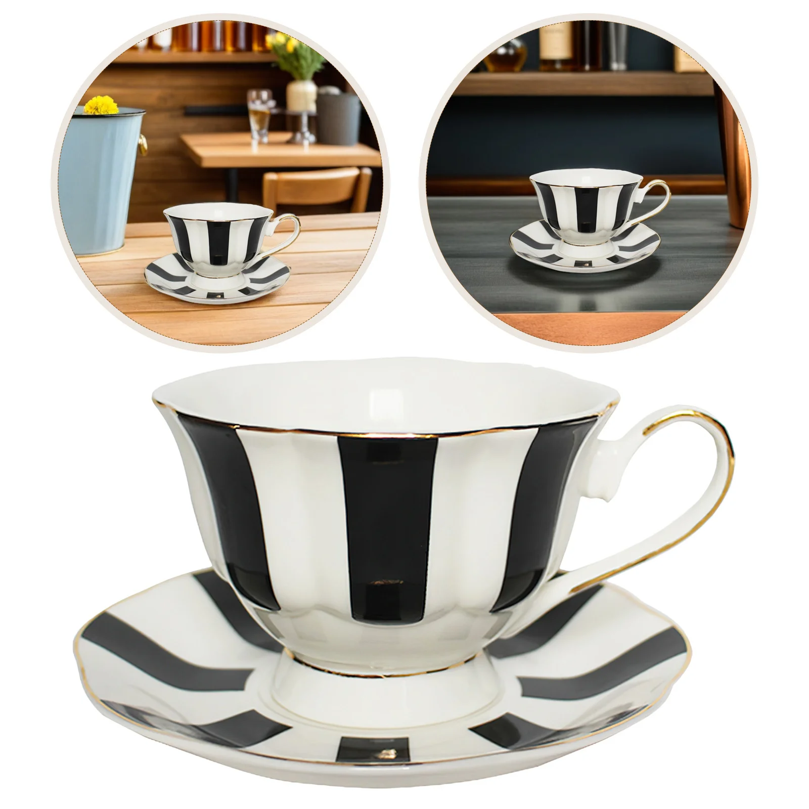 

Набор из 1 элегантной керамической чашки и блюдца в горошек, прочная керамическая кружка с удобным захватом для кафе, офиса, подачи чая и кофе