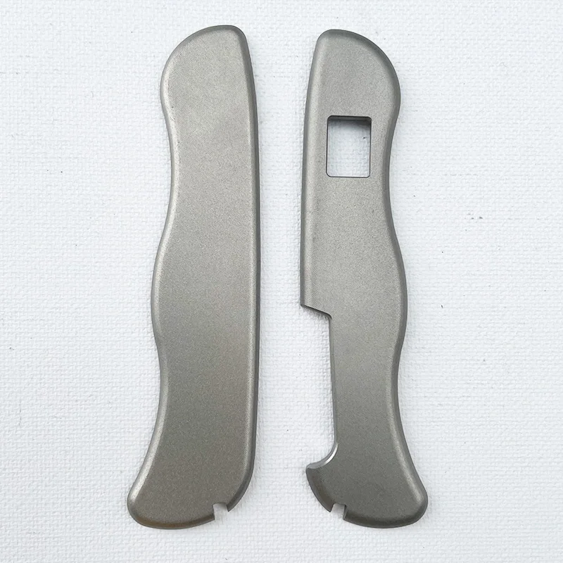 1Pair Titanium Alloy Handle Scales With Square Holes for 111MM Swiss Knife Patch with Slots for Toothpick Tweezers Accessories