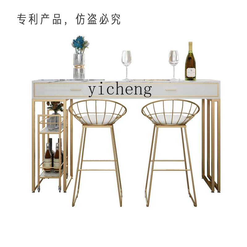 

XL Light Luxury Bar Counter Home Living Room Hallway Storage Entrance Cabinet High Leg Table and Chair