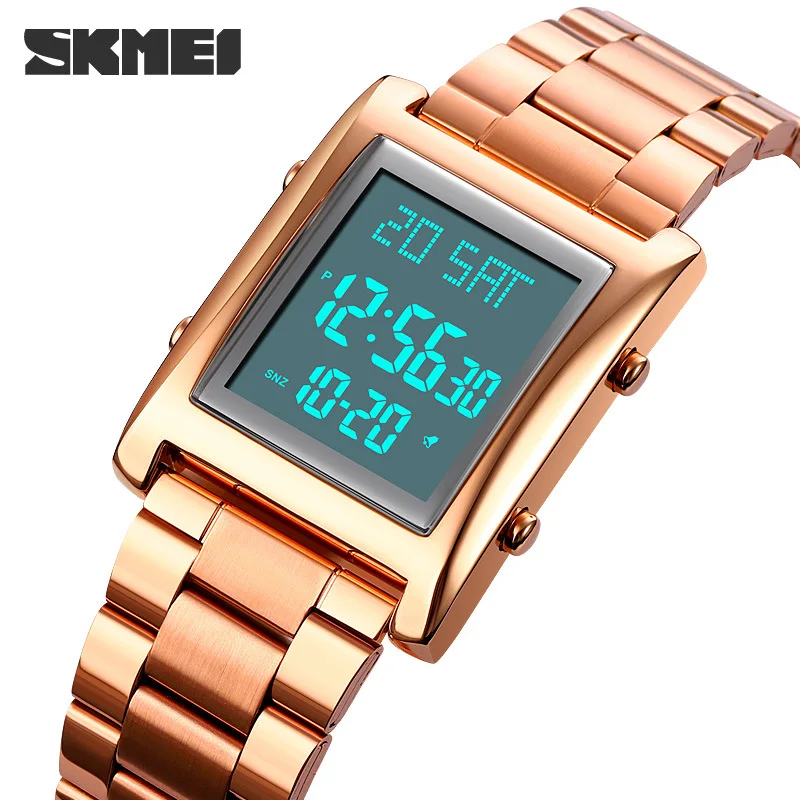 Skmei  Stylish and Versatile Square Men's Watch Business Steel Belt Electronic Watch Men