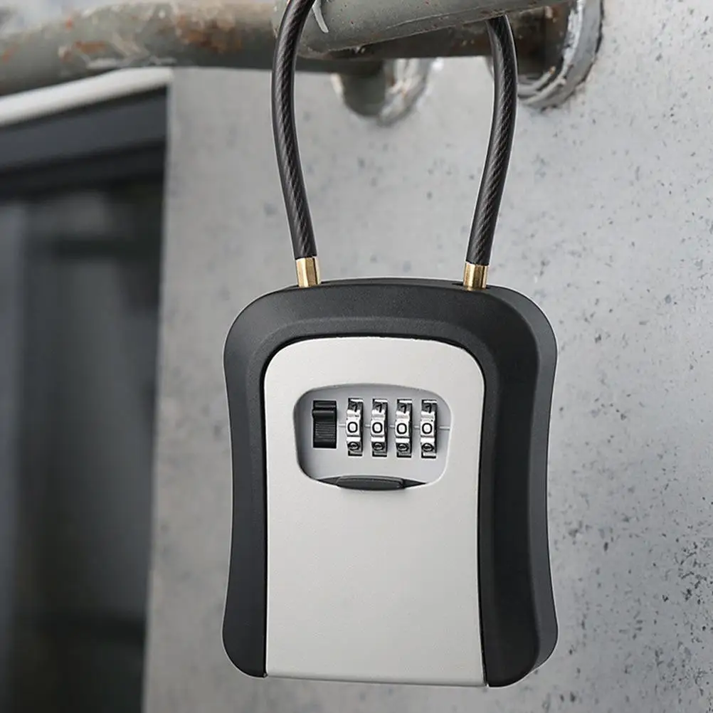 Kotak Kunci Kata Sandi Aman Kotak Kantor Kawat Baja Magnetik Alat Penyimpanan Kunci Luar