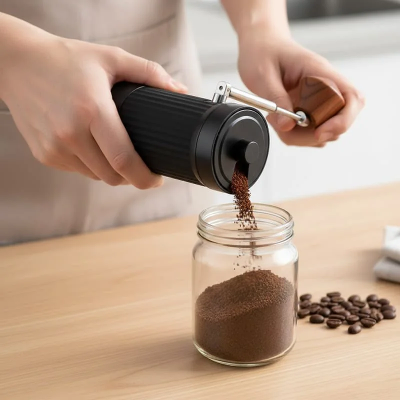 STLF Custom Logo Private Label OEM ODM Professional Manual Hand Burr Grinder Airtight Canister Jar Kitchen Tools Coffee Gift Set