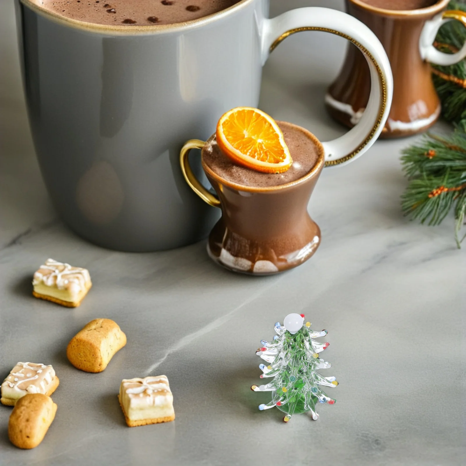 Glass Christmas Tree Ornament Mini Crystal Tabletop Decor for Holiday Mantel Desk Display Elegant Festive Decoration