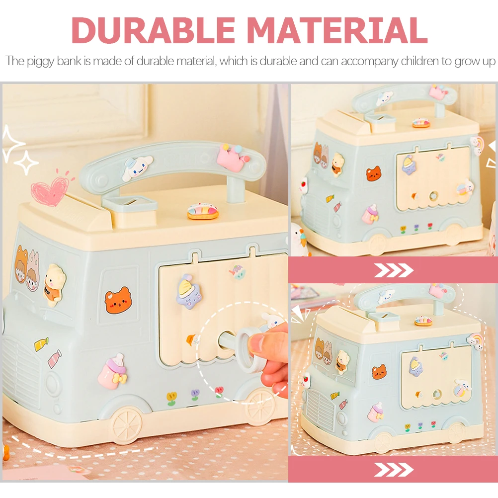 Tirelire de voiture de dessin animé, Adorable banque d'épargne pour enfants, conteneur de pièces de monnaie domestique robuste pour bureau, salle d'étude, argent décoratif
