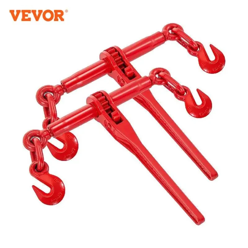 

VEVOR 2 Pack Chain Binder Kit Ratchet Load Binder 3/8 - 1/2 Inch 13000LBS Loading Capacity Adjustable Length for Tie Down Haul