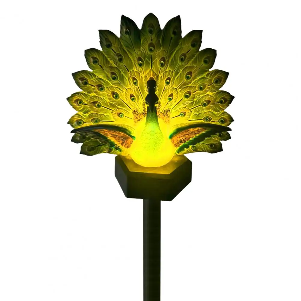 Solar Peacock Garden Statue, Outdoor Lighted Peacock Sculpture, Waterproof LED Solar Light for Patio Lawn Yard Pathway Decoratio