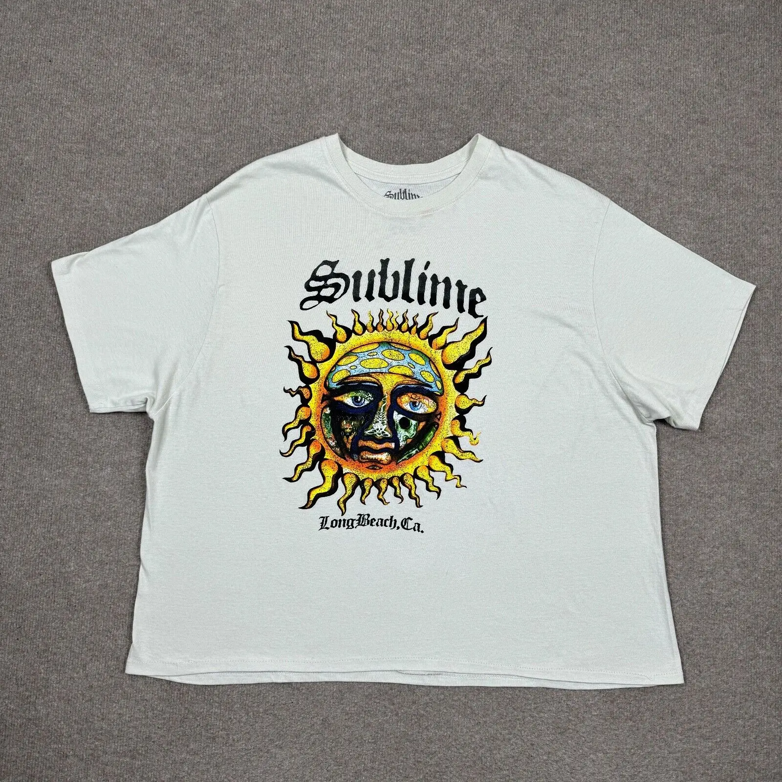 Sublime T Shirt Mens Size 3XL White  Rock Band Crop Boxy Fit long or short sleeves