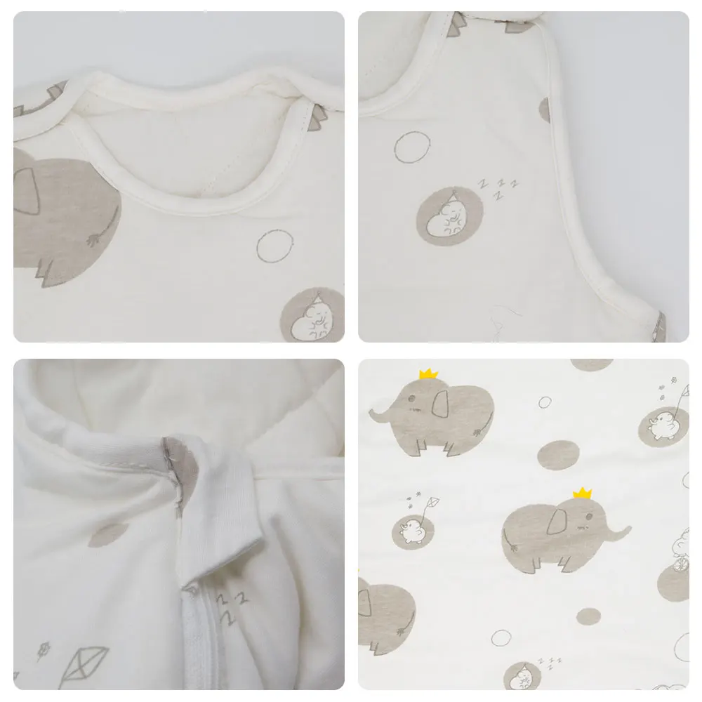 Baby Sleeping Bag Spring Thin Sleeveless Sleepsack Kids From 1 To 2 Years Sleepwear Cartoon Elephant Print Anti-Kick Blanket