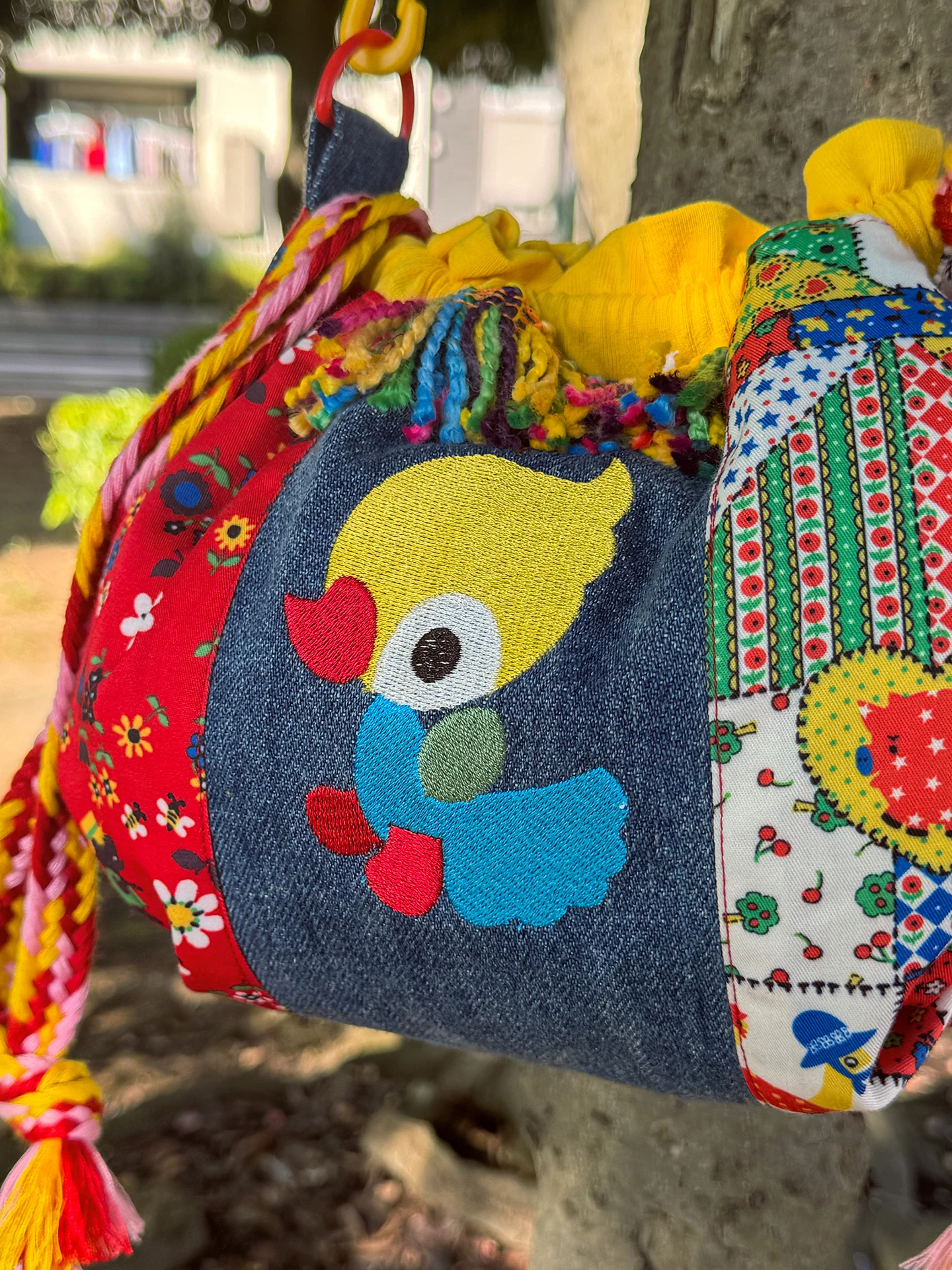 Original Children's Fun Crossbody Bag Denim Patchwork Color Collision Embroidery Animal Shoulder Bag  Cute Style Women's...