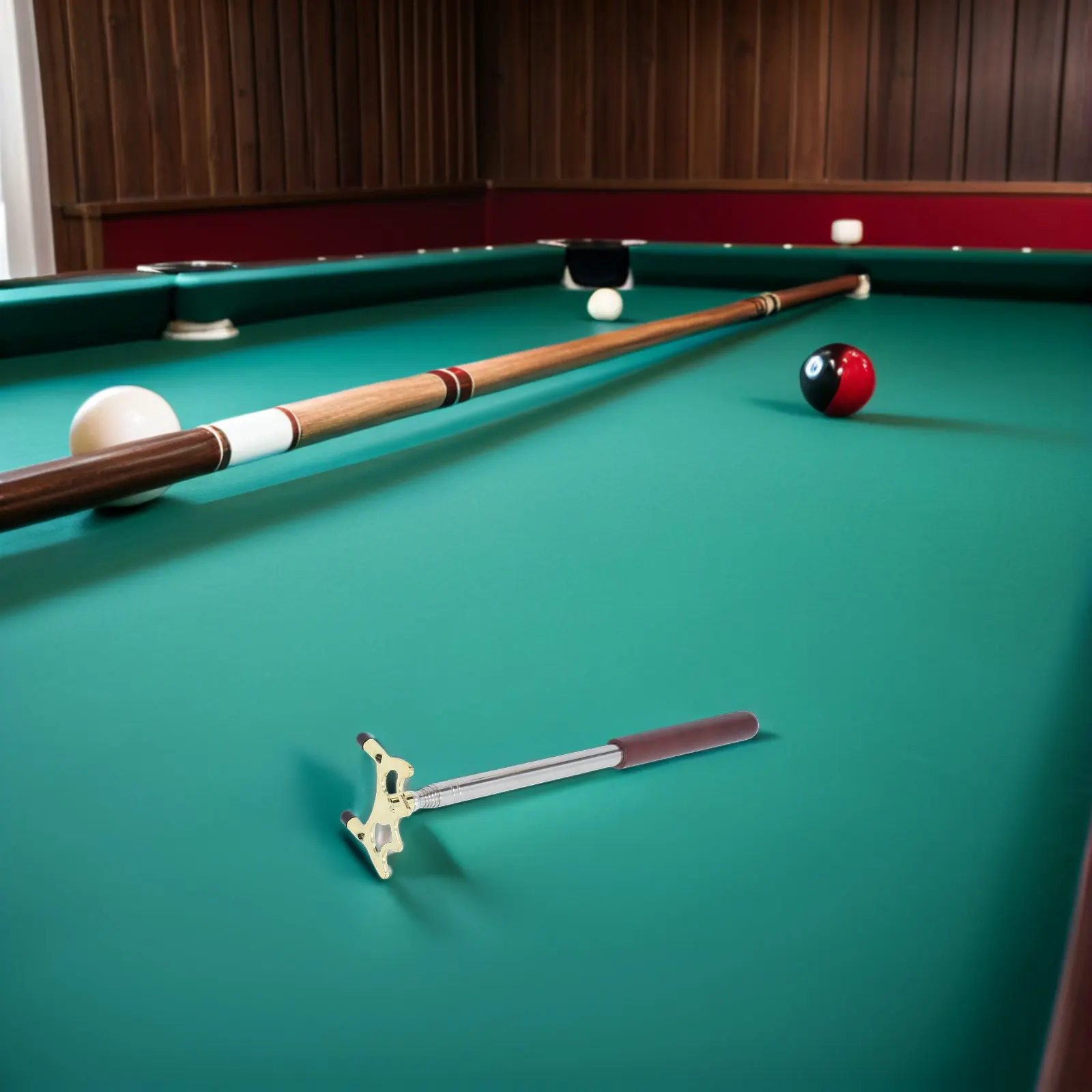 

Retractable Pool Cue Bridge Adjustable Length Detachable Metal Bridge Head for Billiards Snooker Pool Accessories Set