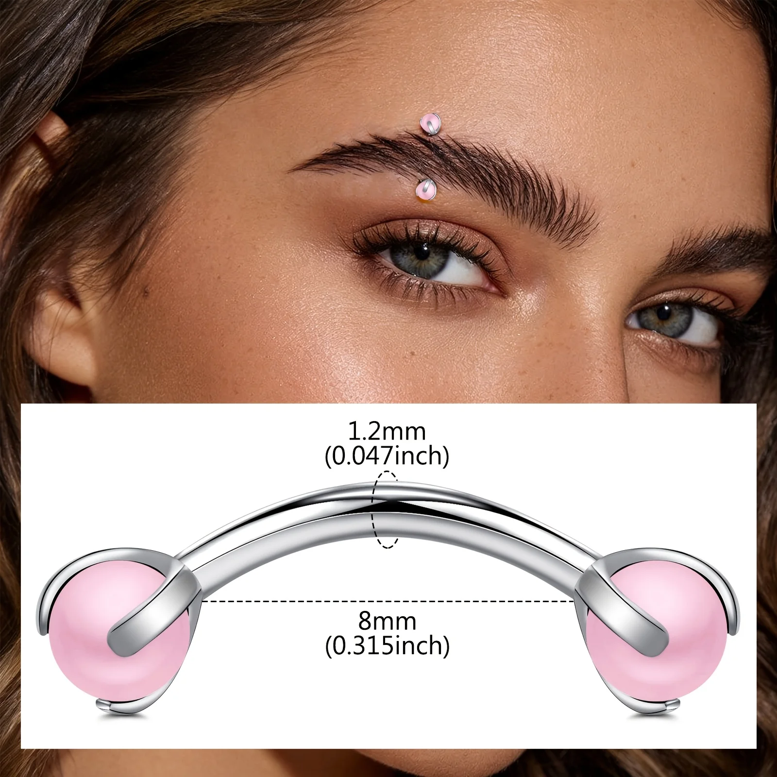 Barra curva con perla finta pe - Body Jewelry Measurements recensione e prezzo