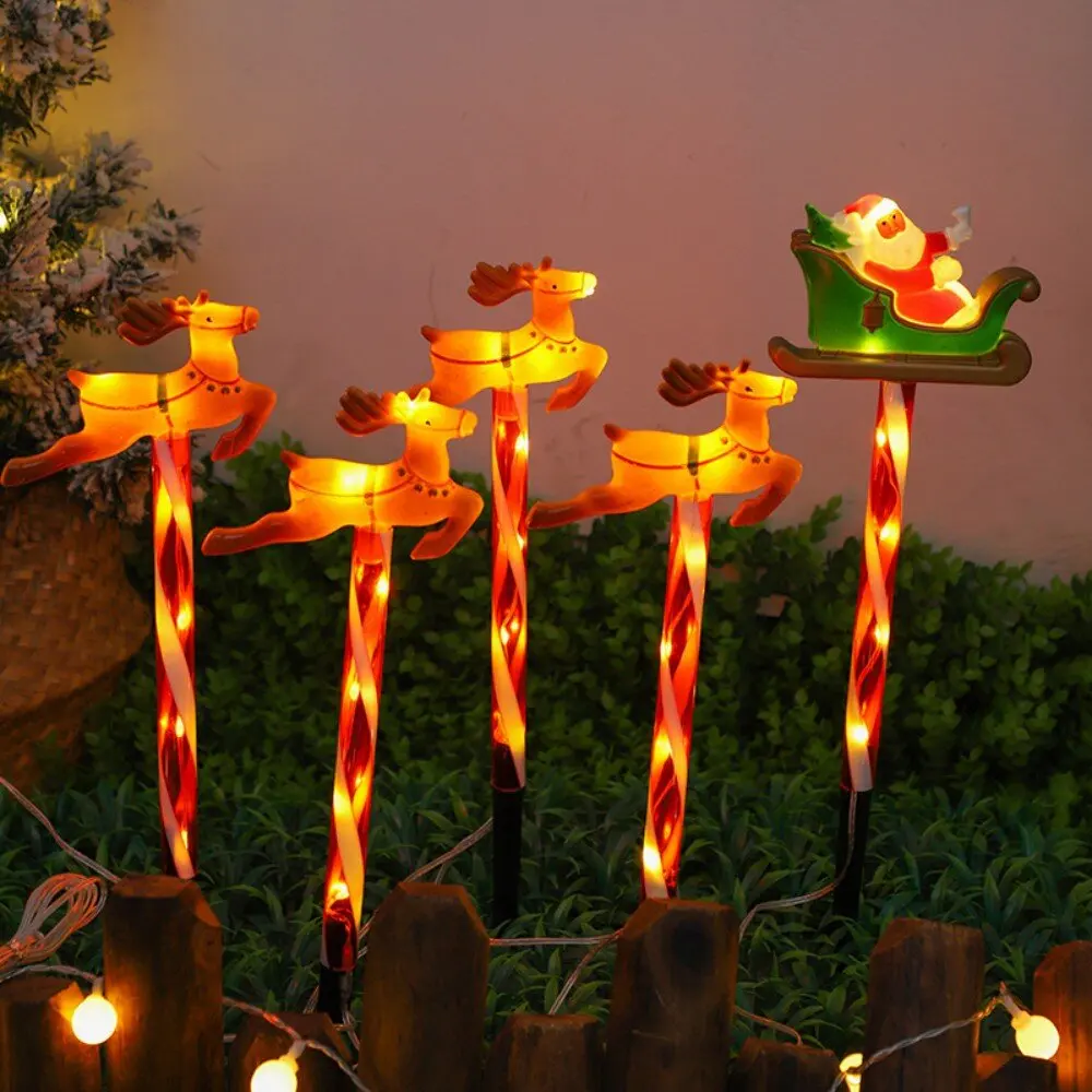 5PC/Set Solar Santa Claus&Elk Garden Lights Outdoor Waterproof Lawn Lamps Decoration Landscape Lighting For Christmas,Festival