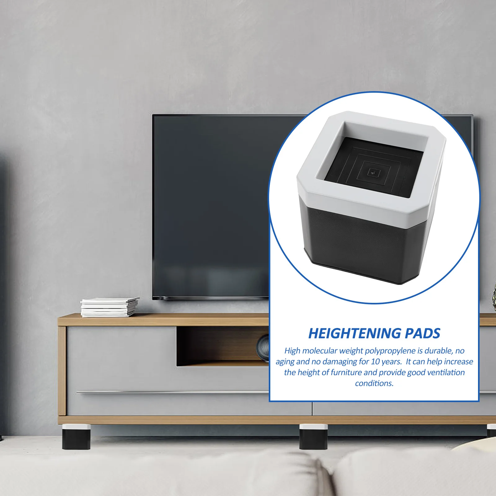 

4Pcs Furniture Feet Riser Heavy Duty Bed Risers Anti-Slip Couch Heightening Pads Table Lifter Plastic Bottom Floor Protection