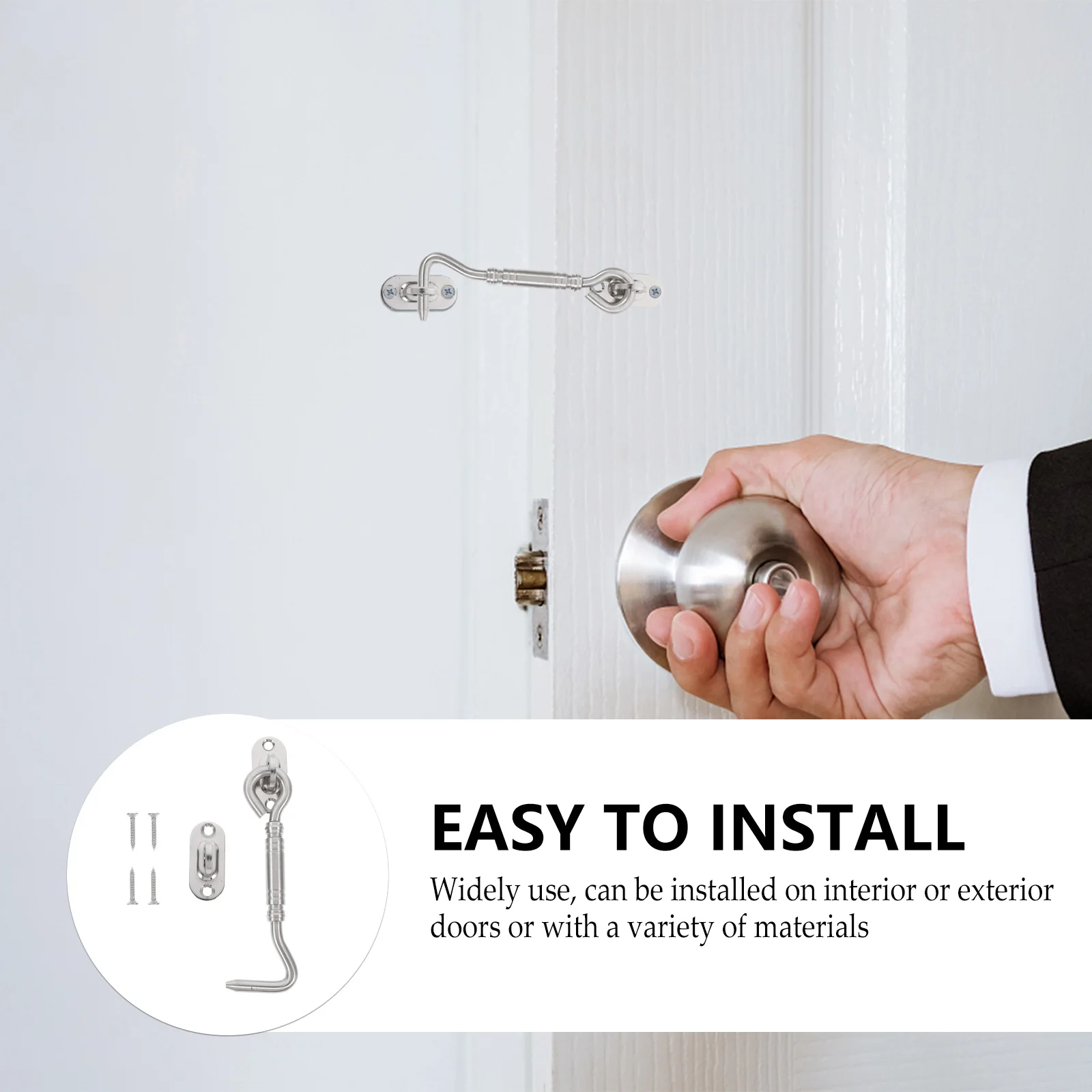 

Stainless Steel Heavy Duty Door Hook Lock Latch for Garage Barn Doors Anti Corrosion Long Lasting Wide Application Interior