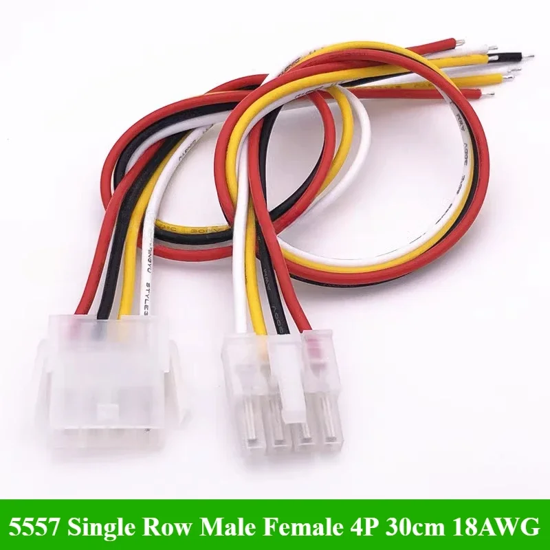 4.2mm 5557 Single Row Wire Cable Connector 2P/3P/4P/5P/6P Pin Pitch 4.2mm Male Female Plug Socket Wire Length 30cm 18AWG