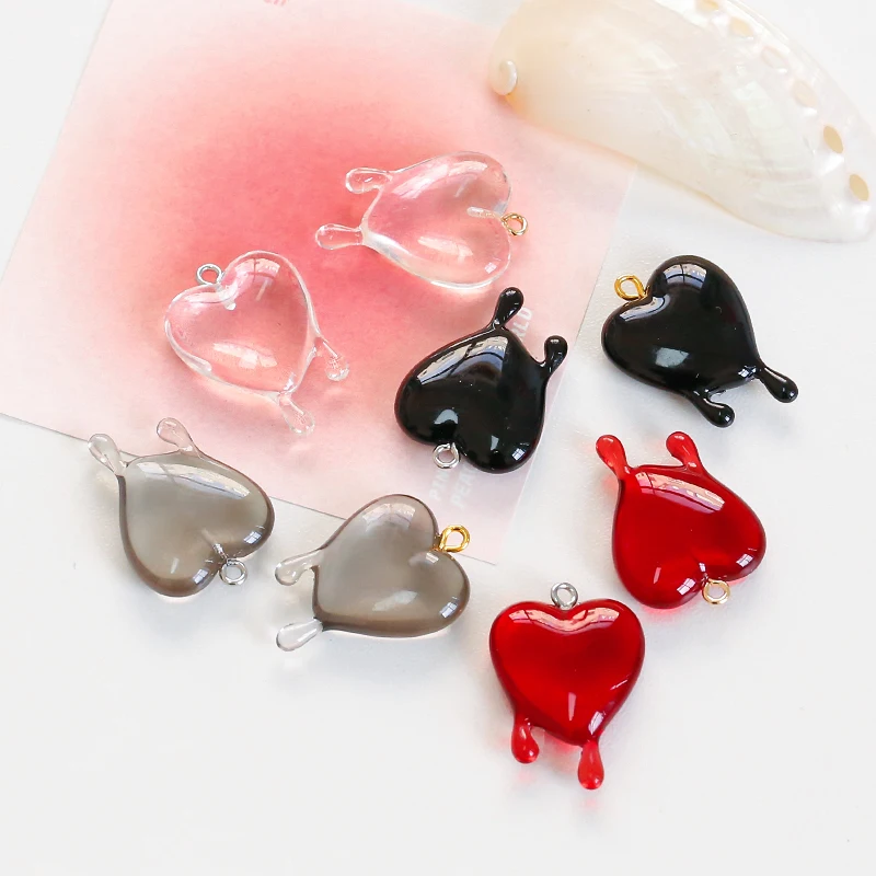 Weird Girly Melted Heart Resin Drop Glue Pendant Ins Wind Dark Necklace DIY Handmade Beading Material