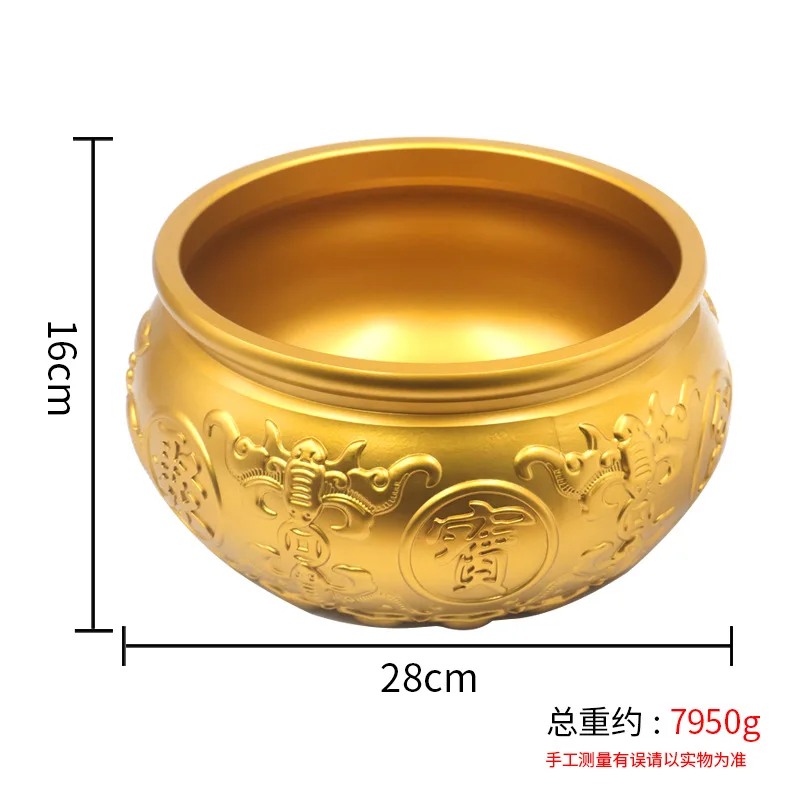 Adorno de Cuenco Doble para Peces de Ocho Bendiciones Extra Grande para Atraer la Riqueza, Jarra de Arroz de Latón para la Inauguración de una Empresa