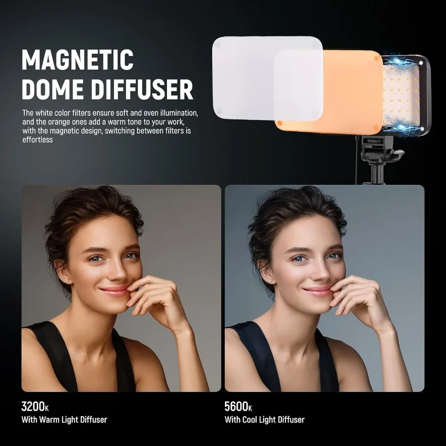 ชุดไฟวิดีโอ LED แบบพกพา 2 ชุด รุ่น Basics พร้อมขาตั้งและฟิลเตอร์ ปรับความสว่างได้ แสงสองสี 3200K-5600K