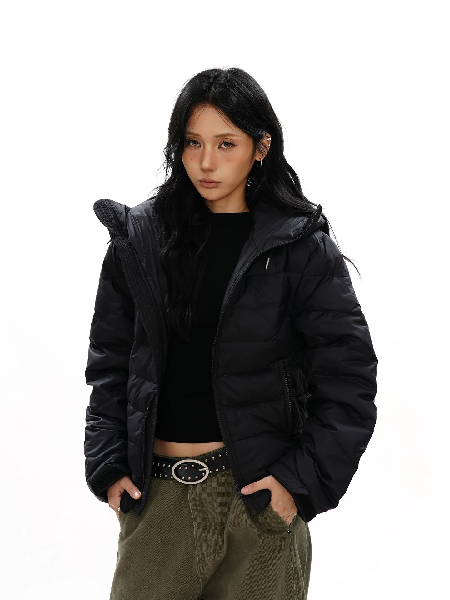 

Retro Lightweight Du down Jaet Men's Warmth Winter Coat Cleanfit Sle Poly Fiber Long Sve Zipper Closure Color