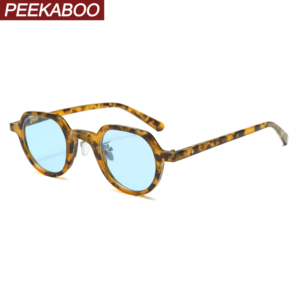 Peekaboo small frame sunglasses vintage women green blue yellow uv400 round sun glasses for men summer style 2023 accessories