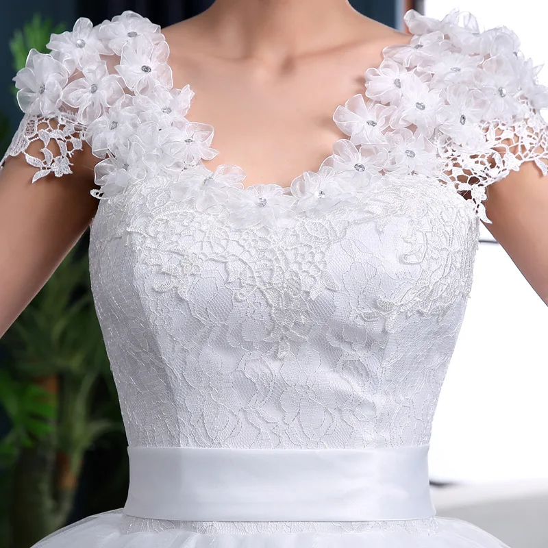 Customized White Ball Gown Court Train Women Wedding Dresses Tulle Lace Bridal Gowns Formal Vestido De Noiva Robe Mariage