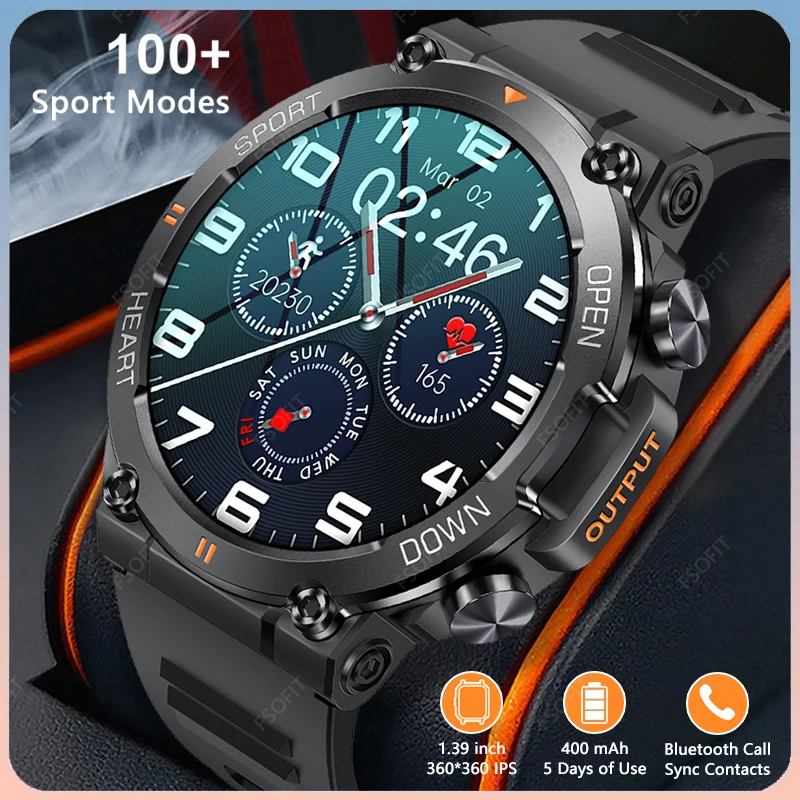 

Bluetooth Call Outdoor Sports Smartwatch 1.39-inch HD 400mAh Waterproof Fitness Tracker Heart Monitor GPS Smart Watch Men Women