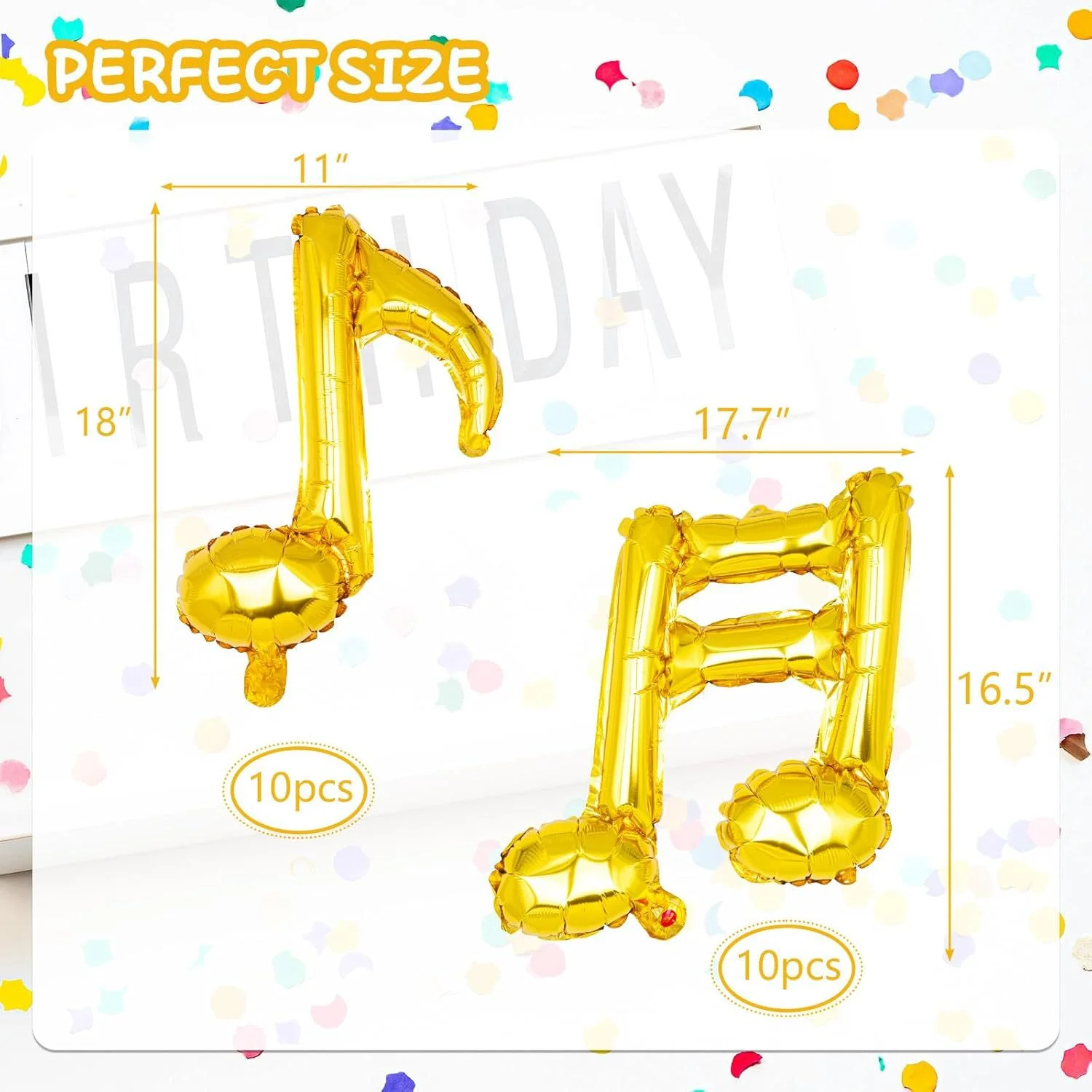 26 Pcs/set 22 inch 4D Gold Disco Aluminum Film Balloon Music Note Balloon Music Theme Party Decoration Bar Decoration Balloon