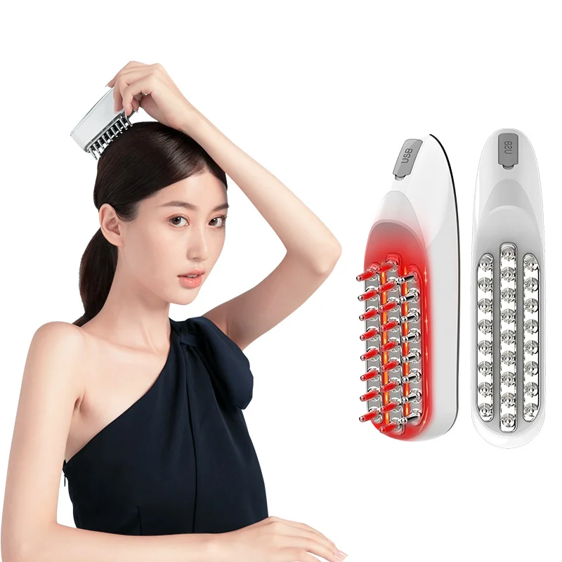 Peine eléctrico para el crecimiento del cabello, tratamiento de microcorriente para la pérdida de cabello, EMS, led, luz roja, vibrador, cepillo de masaje del cuero cabelludo, gran oferta