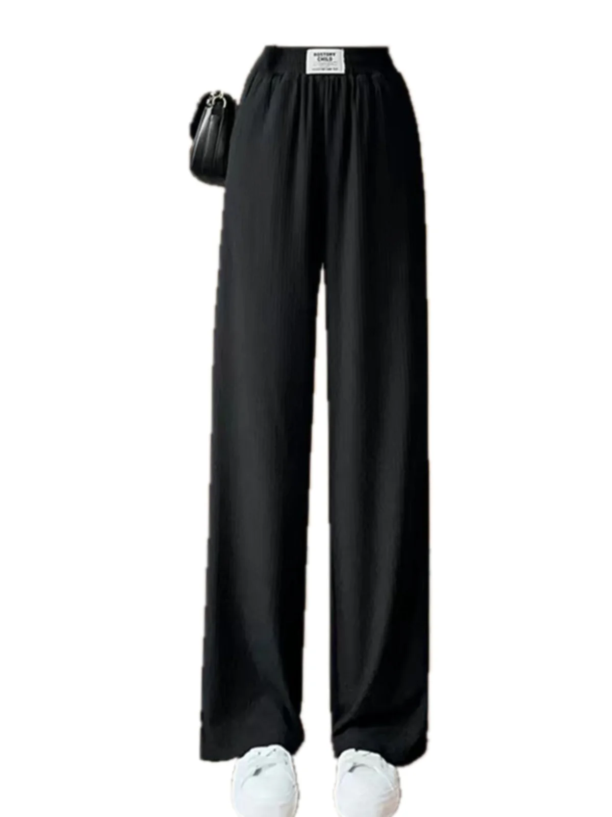 Ice Silk Wide Leg Pants Women's Summer Thin High Waist Loose Straight Casual Long Trousers Polyester Fiber All-Match ket