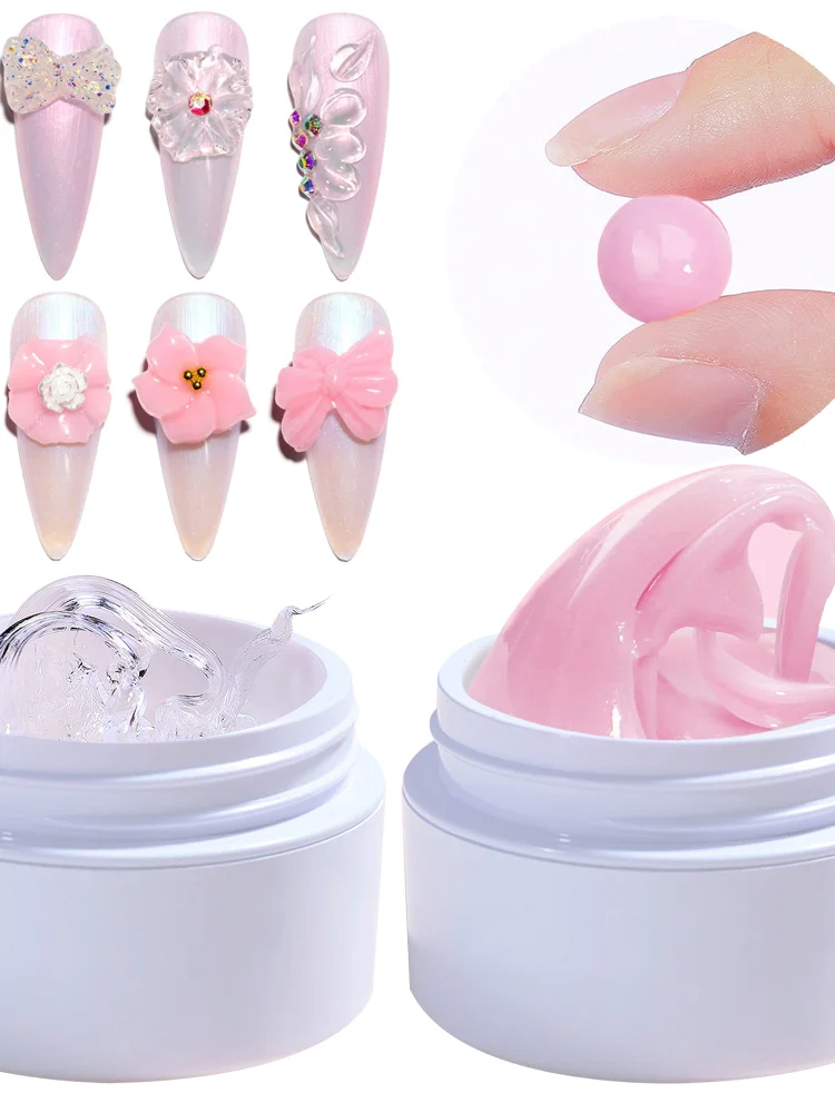 1 pot blanc 3D façonnage sculpture antiadhésif Extension de main Gel vernis à ongles pour fleur bricolage Nail Art Extension acrylique ongles outils