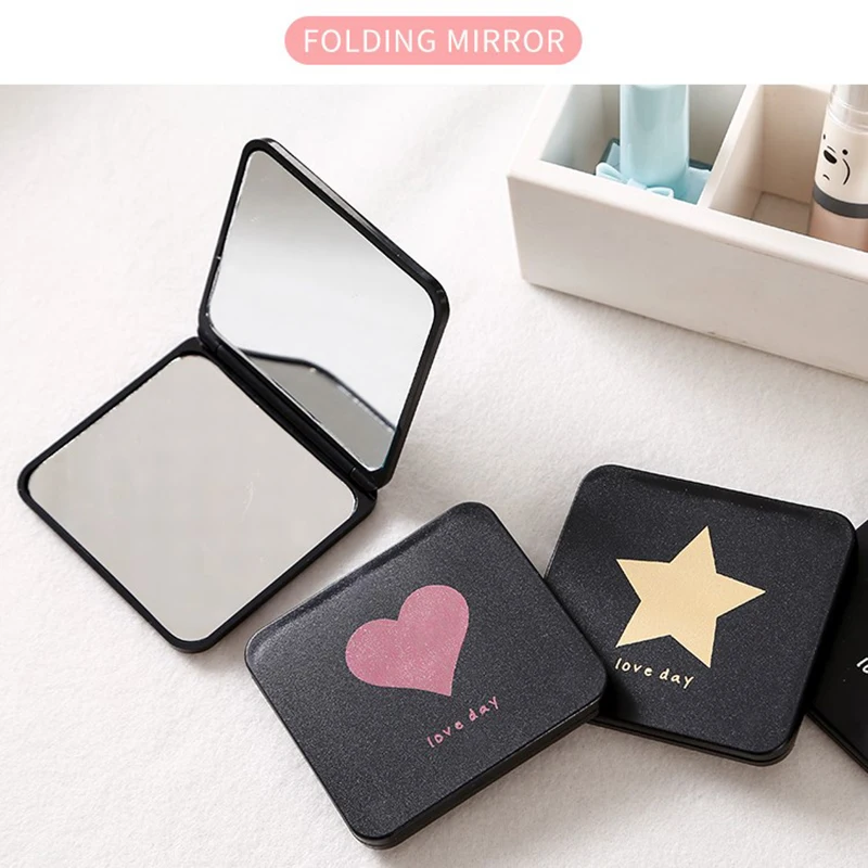 Abrazine Foldable Makeup Mirror Mini Square Makeup Vanity  Portable Hand Mirrors Double-sided Compact Cosmetic Mirror