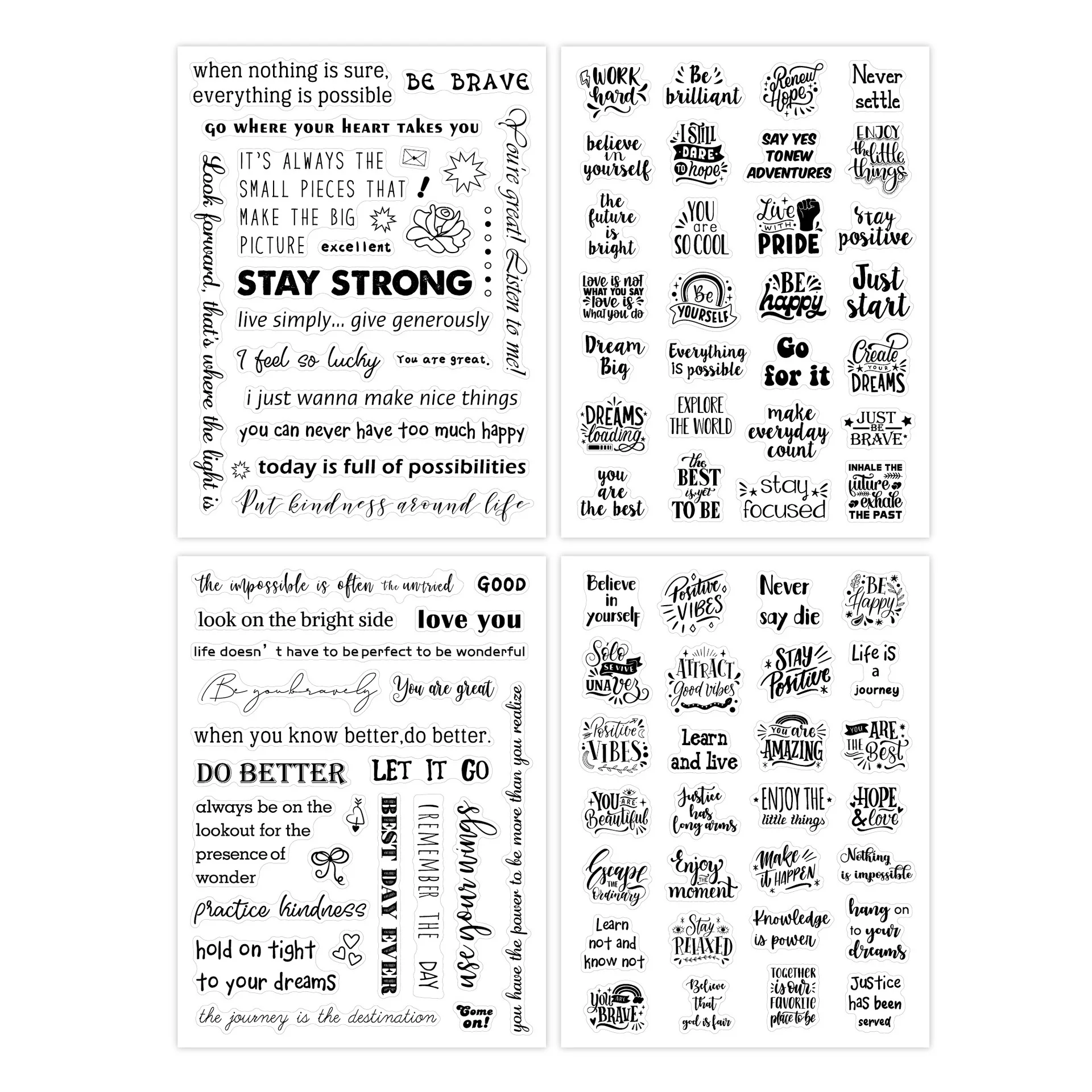 Clear Text Quote Stickers Inspirational Handwritten English Phrases Stickers for Journal Scrapbook