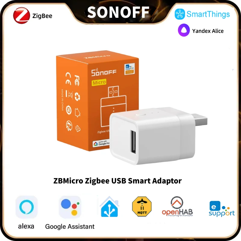 Sonoff-zbmicro USBスマートアダプター,高速充電アダプター,リレーモジュール,ewelink,alexa,Google Home Assistant,zigbee経由のルーターとして
