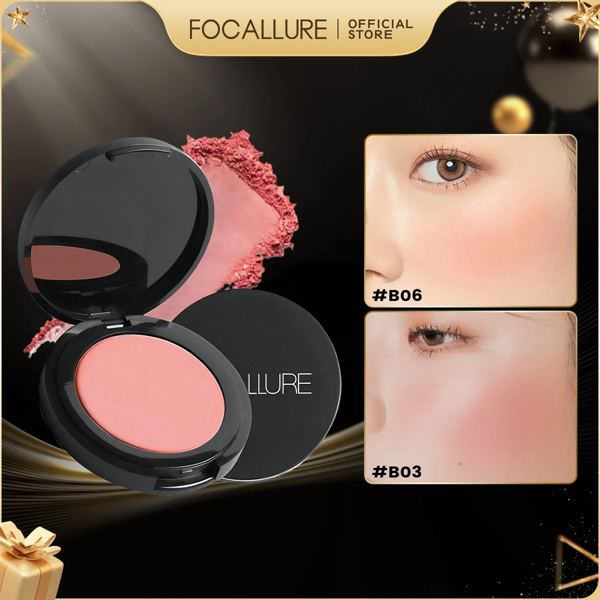 FOCALLURE-Palette de fards à joues naturels pour femme, poudre de maquillage, cosmétiques, nourrissant, contour des joues, pêche, 16 couleurs, 256