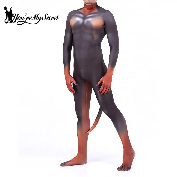 

[You're My Secret] Unisex Adults Cosplay Petsuit Costumes Animal Doberman Print Full Cover Catsuit Bodysuits Zentai with tail