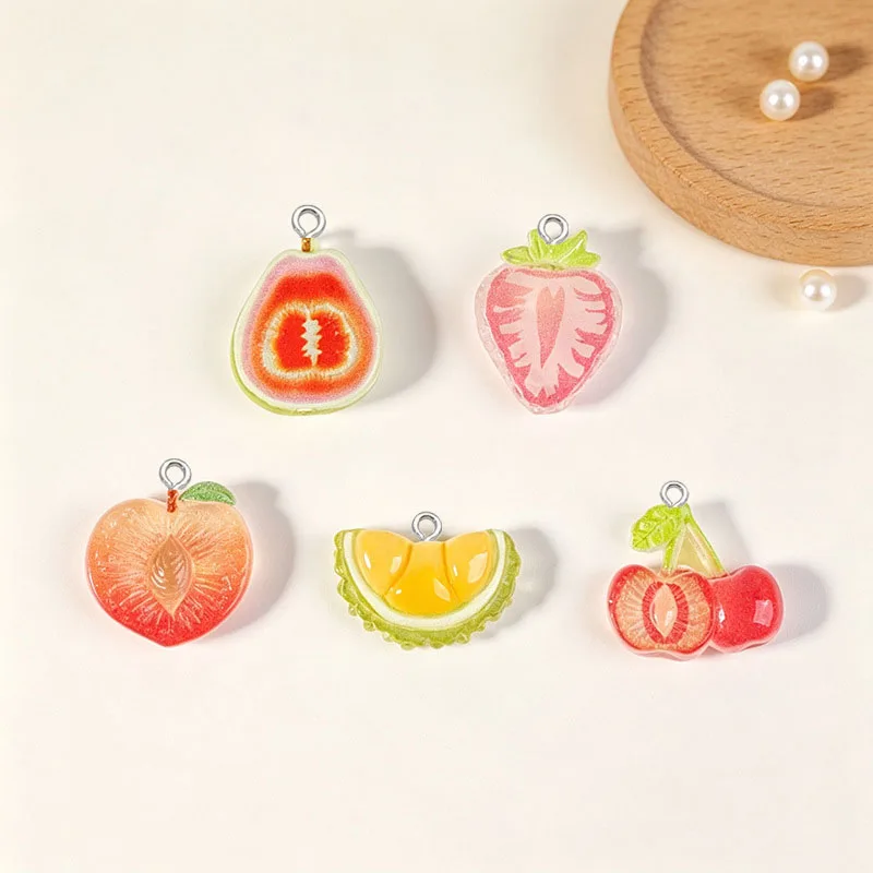 20pc Simulated fruit slices Resin pendant diy handmade Jewelry accessories making for Keychain phone chain phone case decoration