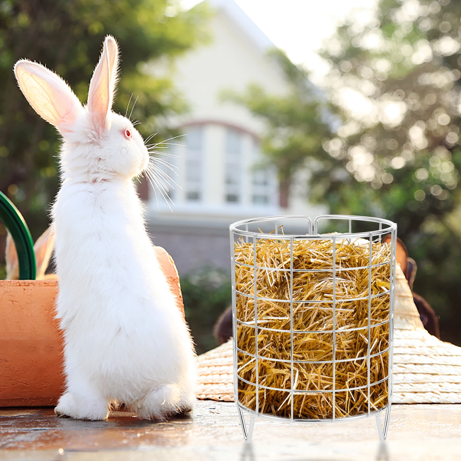 

Rabbit Hay Feeder Metal Frame Durable Iron Holder Large Capacity Smooth Edge Cage Storage for Guinea Pig Chinchilla Small