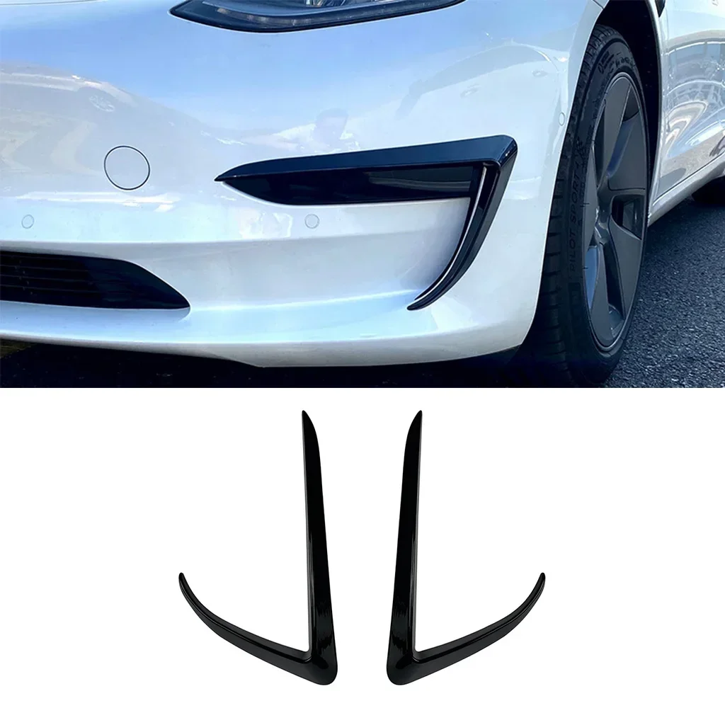 

Front Bumper Spoiler Fog Lamp Cover Air Knife Splitter Body Kit For Tesla Model 3 2017 2018 2019 2020 2021 2022