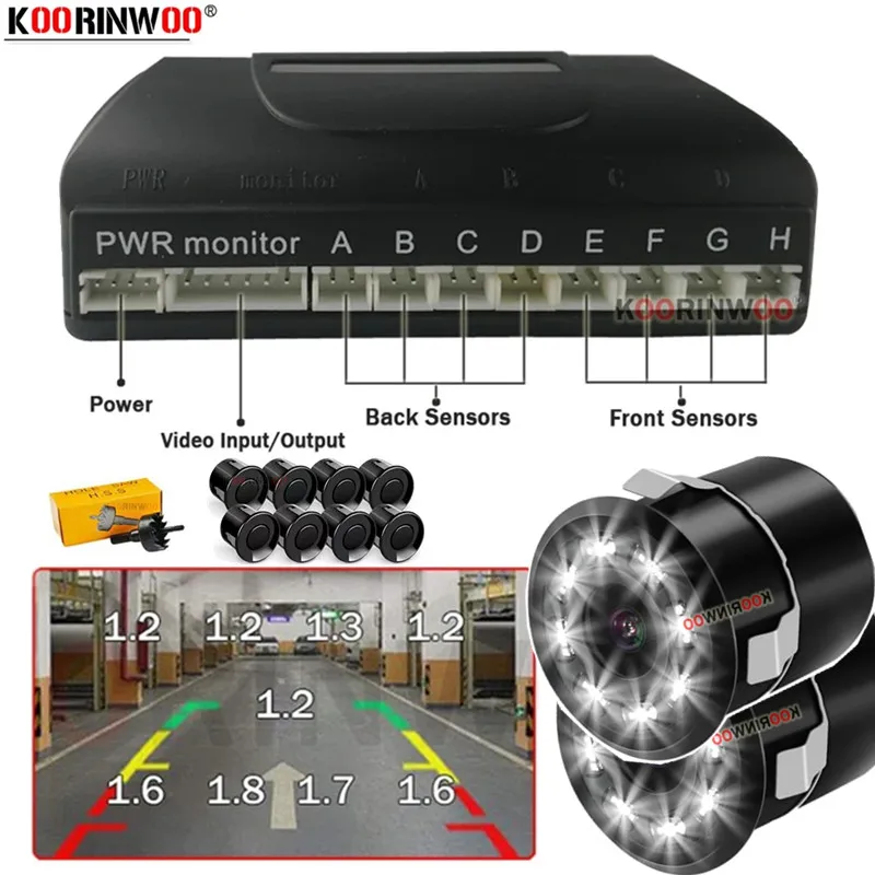 Car Front And Back 8 Sensors For Parking Android Radio Radar Kit 22mm Smart System Automotive Parktronics Electronic Accessories