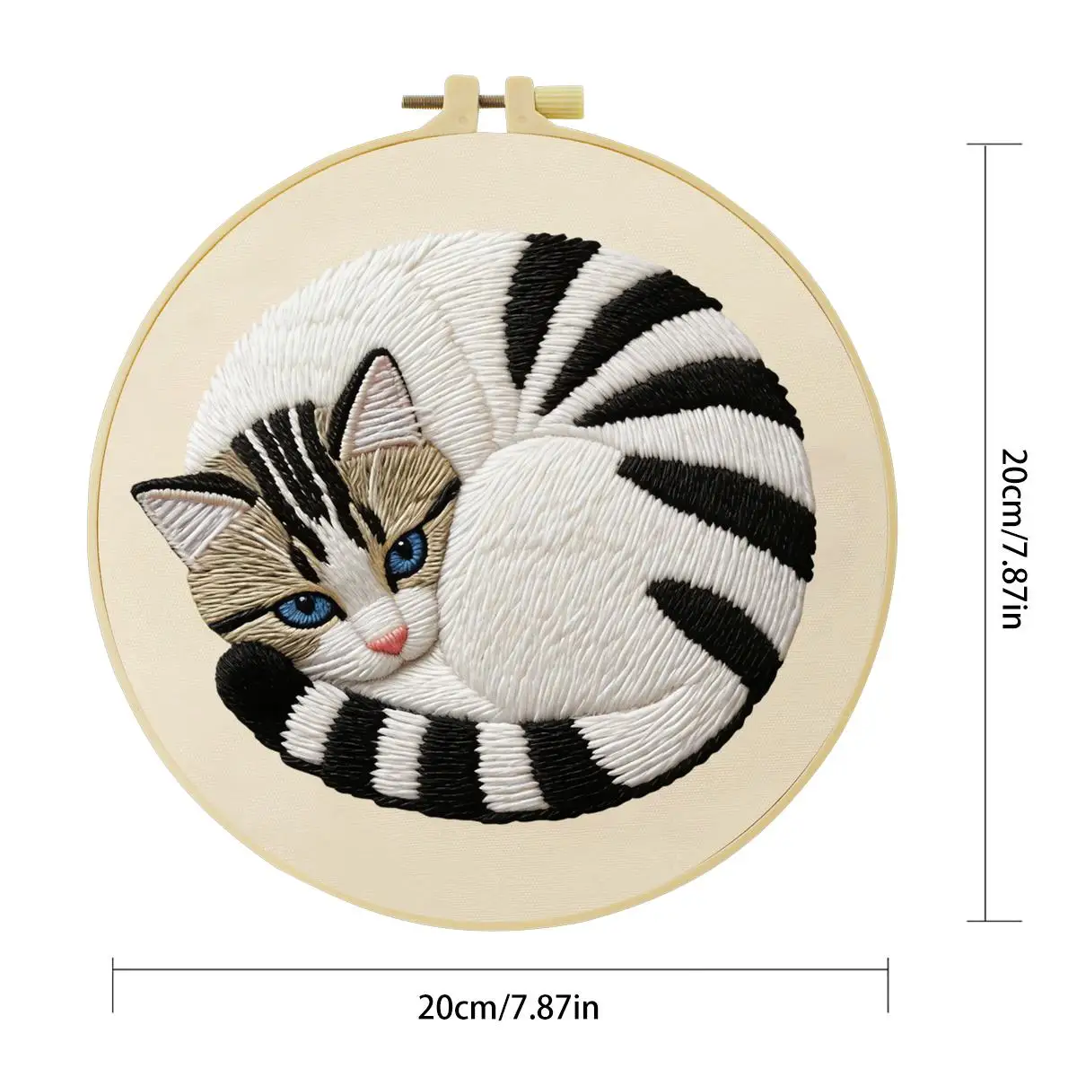 1 Stück 20X20CM/15X15CM 7,87/6,3 Zoll Tier - Katze Stickerei Starter-Kit DIY-Kit DIY-Stickerei-Set Handarbeiten Malerei – Detail 4