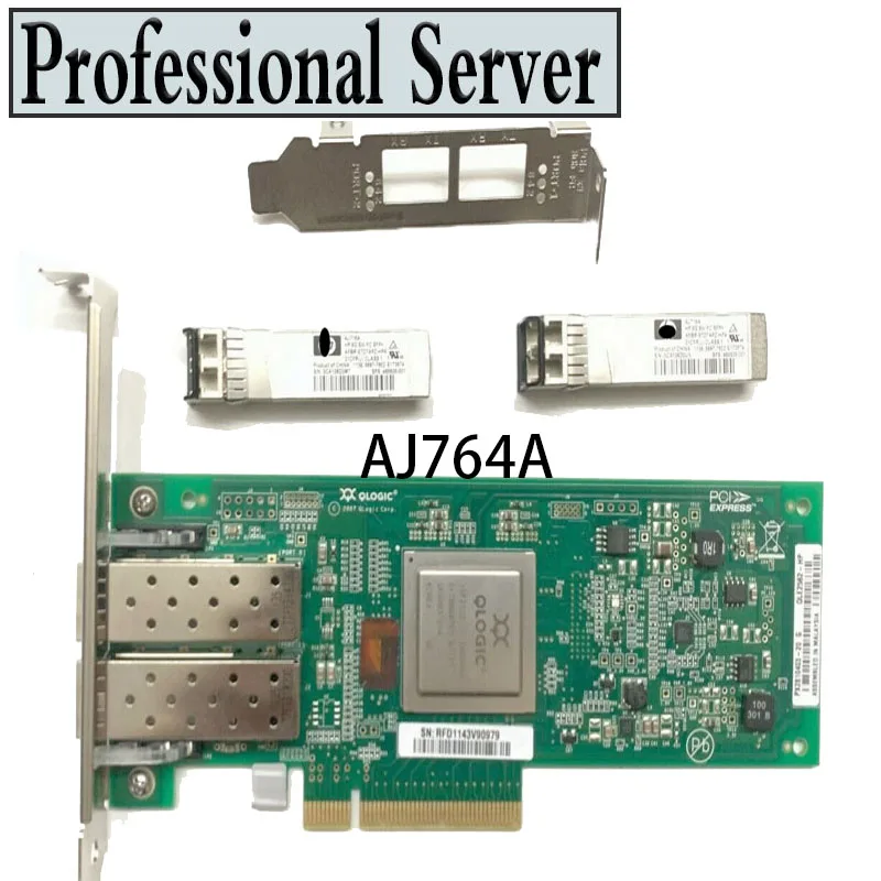 

AJ764A AJ764-63002 QLogic QLE2562 PCIe 8GB FC HBA 489191-001 2x SFP