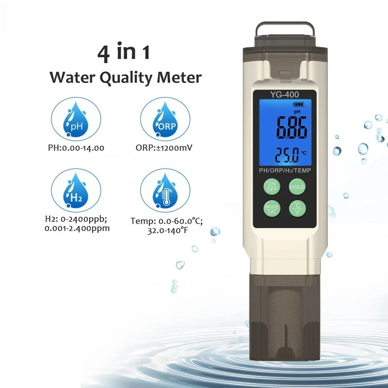 

pH-метр YAGO для воды, тестер pH/ОВП YG-400, измеритель водорода, TDS и температуры, монитор качества воды для аквариумов, бассейнов, гидропоники, питьевой воды