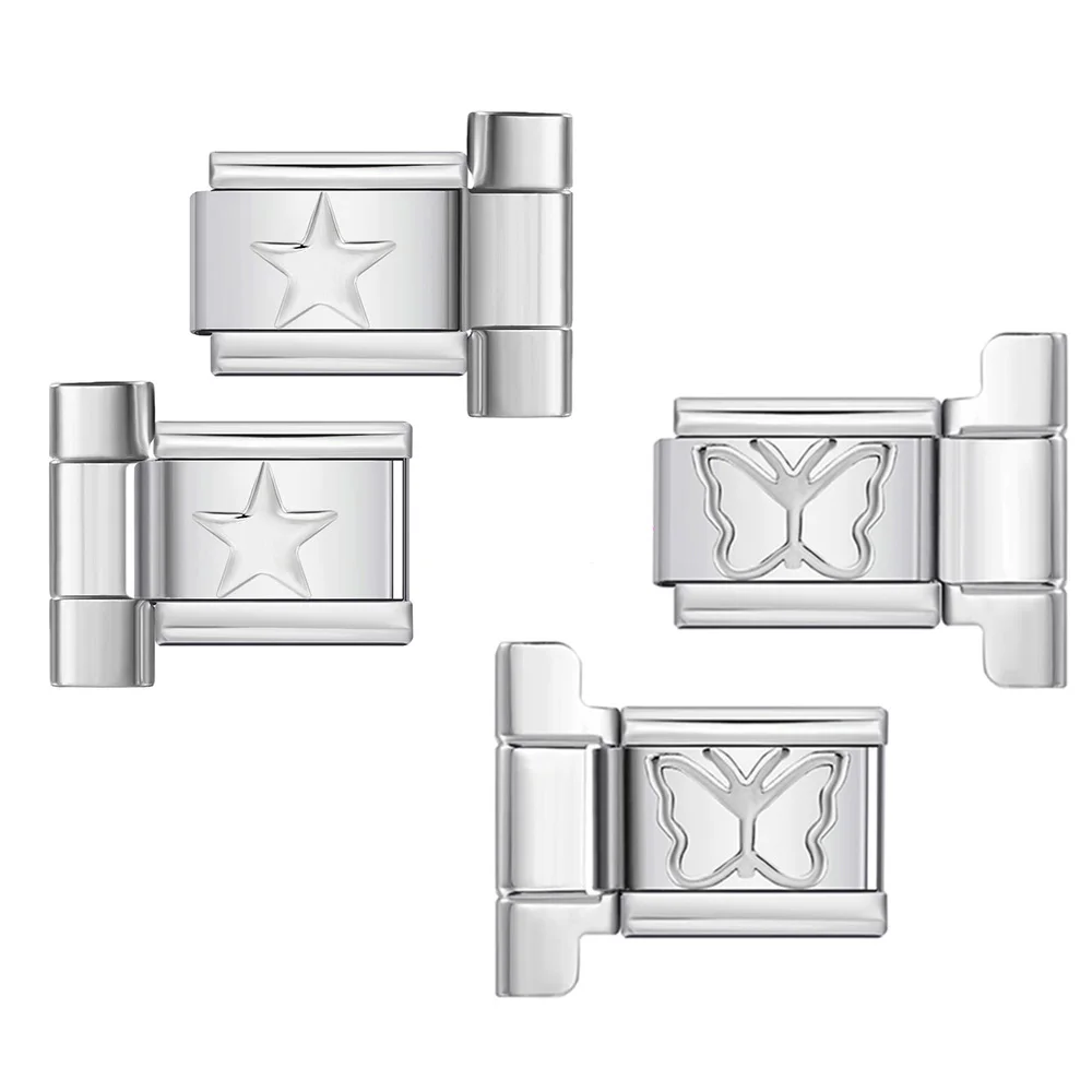 1 Stück Modischer Trend Silberfarbener Edelstahl-Uhrenarmband-Verbinder Zubehör Schmuck DIY Bastelperlen – Detail 1