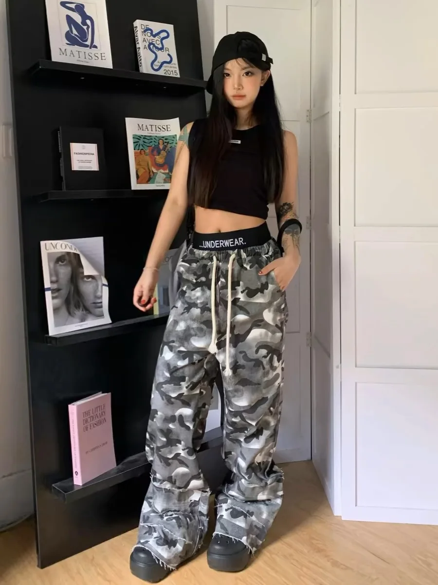 Camouflage Women Sweatpants Vintage Y2k Harajuku 90s Aesthetic Baggy Pants Unisex Oversize Wide-leg Hip Hop Camo Pants