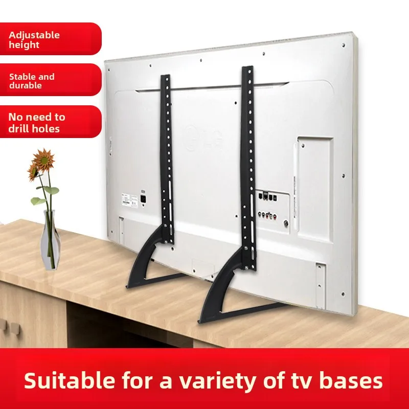 Heavy‑Duty Universal Desktop TV Stand Base, Table Top Mount Support Bracket for 30‑75 Inch Flat‑Screen LCD LED TV