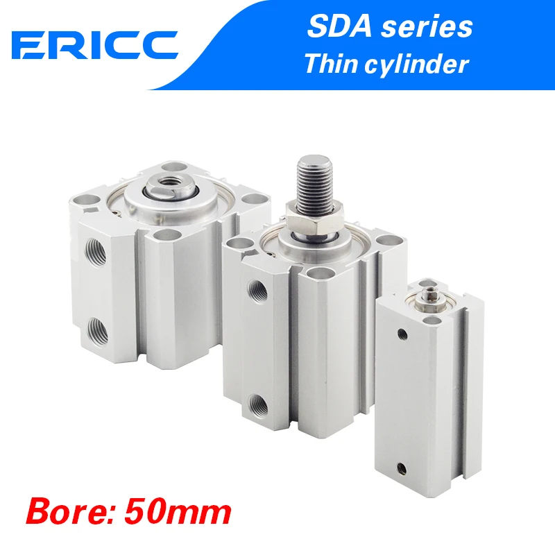 SDA 50 series  Pneumatic Compact air Cylinder Bore to 5 10 15 20 25 30 35 mm  Stroke High quality double acting cylinder