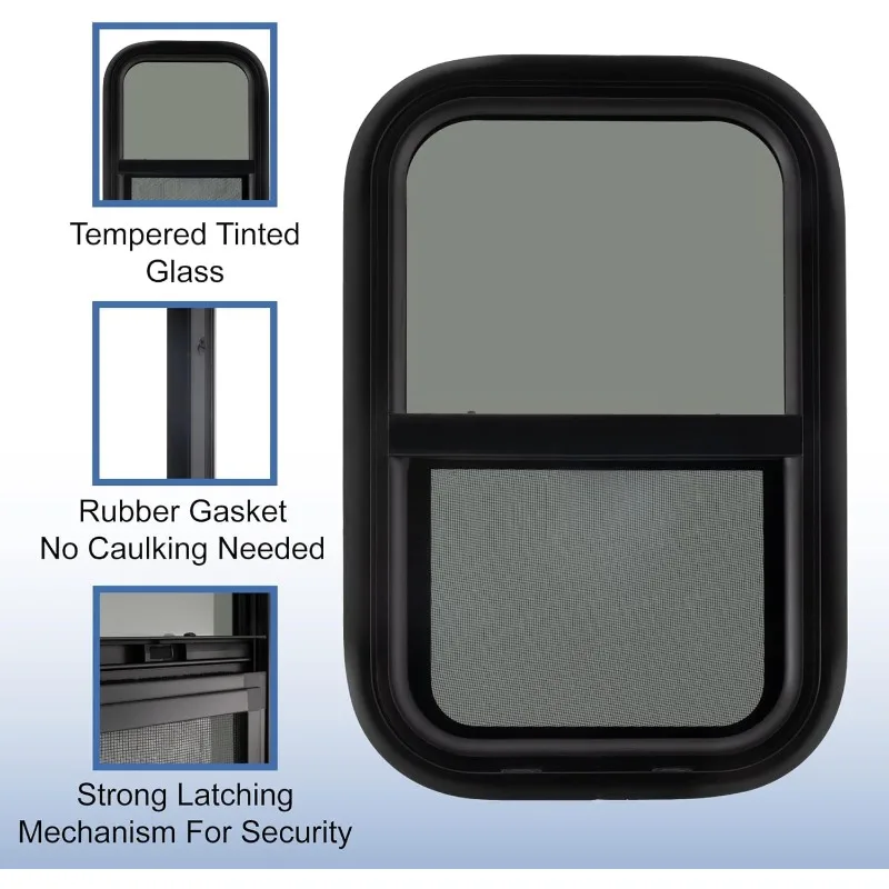 RV Window  14"W X 22"H Teardrop Style  Vertical Sliding | RV Window Replacement | Made In USA